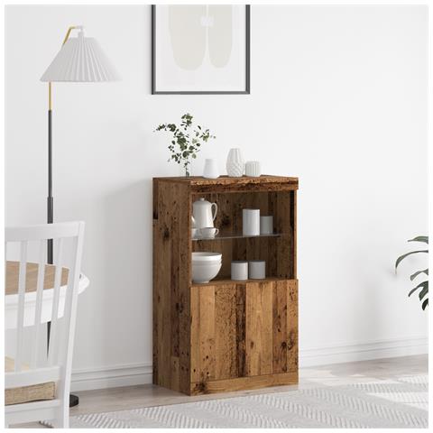 Sideboard con Luci LED Legno Antico 60x37x100 cm - Foto 2