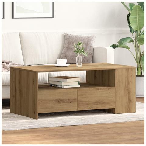 Tavolino da caffè  - Rovere artigianale - 102x55x43.5 cm - Realizzato in legno ingegnerizzato - Foto 2