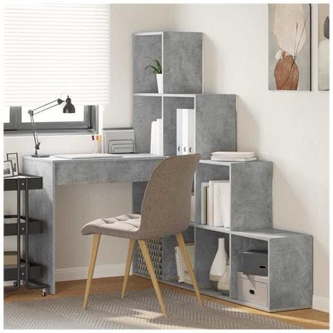 Scrivania ad angolo Grigio cemento 101,5 x 149,5 x 149,5 cm - Foto 2
