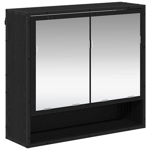Mobiletto per specchio da bagno Rovere nero 65 x 20 x 60 cm - Foto 1