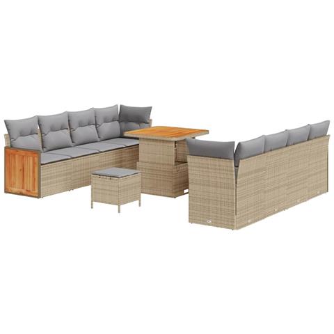 Set Divano da Giardino con cuscino 11 pcs beige e grigio chiaro - Foto 1
