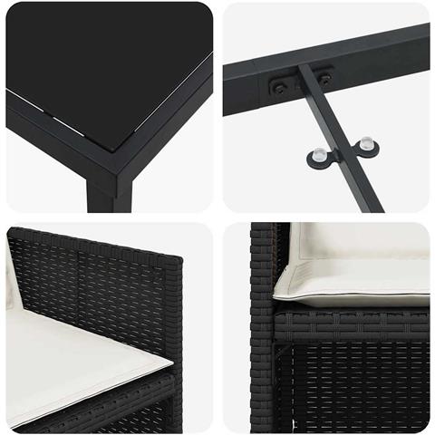 Set da Pranzo per Giardino 5 pcs Nero polyrattan - Foto 9