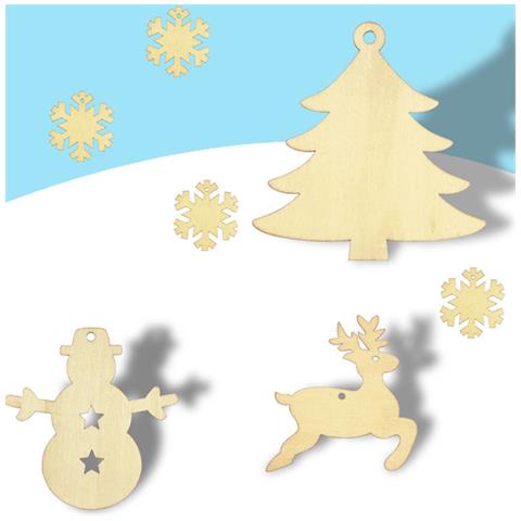 Set Di Ornamenti Natalizi A Forma Di Pupazzo Di Neve Con Campanelle - Decorazioni Natalizie In Legno - Foto 2