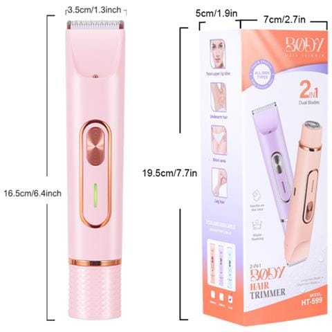 Rasoi Elettrico 2-in-1 A Doppia Testina E Rifinitore Bikini Per Donna - Portatile E Ricaricabile Pink - Foto 5