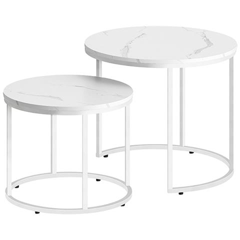 Set di 2 tavolini da caffè, metallo, finitura marmo, soggiorno - Foto 4