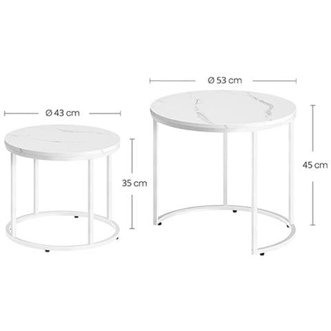 Set di 2 tavolini da caffè, metallo, finitura marmo, soggiorno - Foto 1