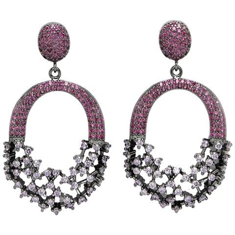 Collezione Diva Orecchini Cavi Rossi Scintillanti in Zirconia - Foto 5