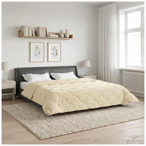 Duvet Estivo Crema 220 x 240 cm Microfibra e Fleece Teddy - Foto 2