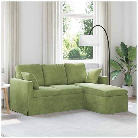 Divano Verde chiaro 198 x 134 x 80 cm Velluto - Foto 2