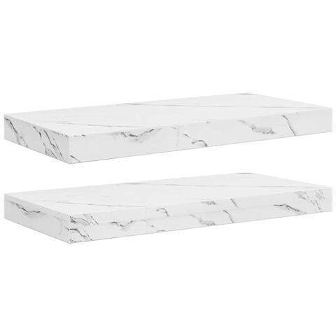 Scaffale da parete 2 pcs Marmo Bianco 50 x 23,5 x 4 cm - Foto 1