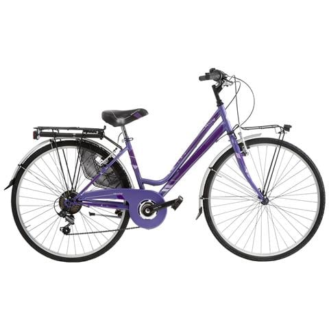 Bici Da Donna City Bike Bicicletta Misura 28 Linea Moving Cambio 6v Mov28d6v Completa Di Accessori E Luci A Led - 44 Viola - Foto 1