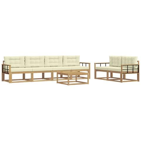 Set di divani da esterno con cuscino 6 pcs Bianco e Crema - Foto 1