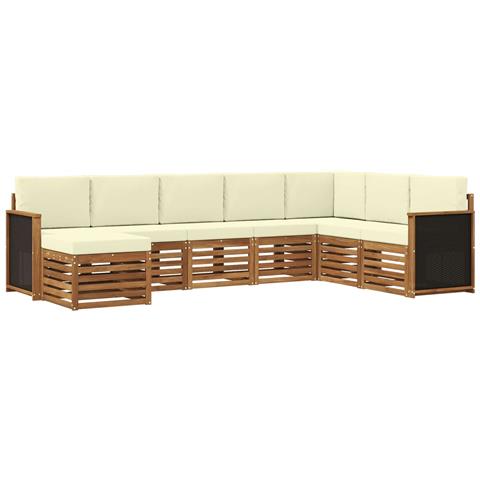 Set di divani da esterno con cuscino 6 pcs Naturale e Crema - Foto 1