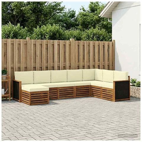 Set di divani da esterno con cuscino 6 pcs Naturale e Crema - Foto 2