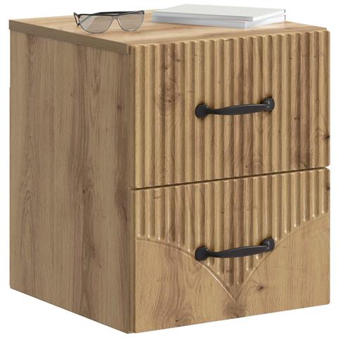 Mobiletto da notte a muro con cassetto 2 pcs Rovere Artigianale - Foto 2