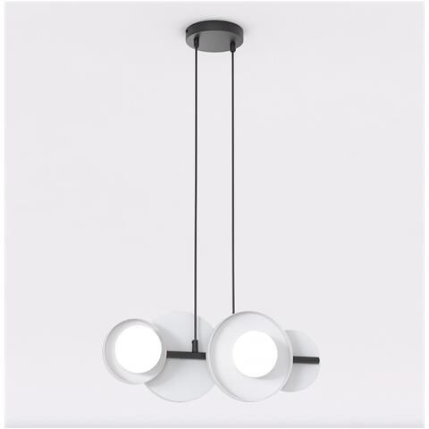 Lampada A Sospensione Model Con Dischi In Acciaio Grigio E Diffusori - Foto 1