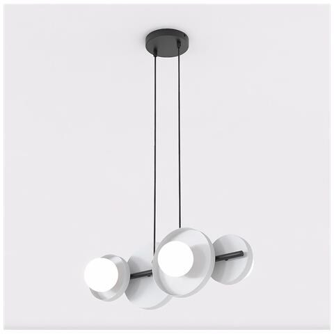 Lampada A Sospensione Model Con Dischi In Acciaio Grigio E Diffusori - Foto 2