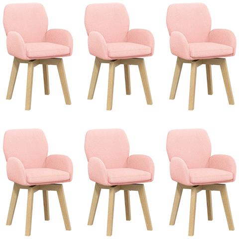 Sedie da pranzo girevoli 6 pcs Bouclé Rosa 54 x 58 x 87 cm - Foto 1