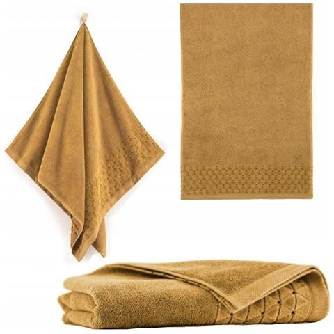 Asciugamano Oscar 50x100 cm 500 g /m² - Giallo senape - Antibatterico - Lussuoso e morbido - Foto 5