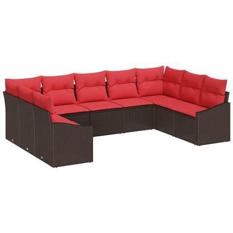 Set di divani 9 pz Marrone polyrattan - Foto 1