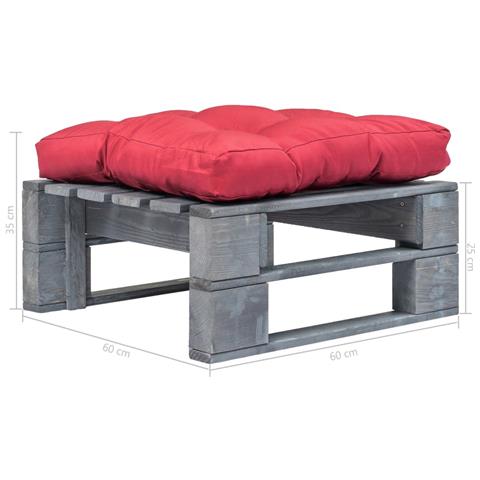 Divano Da Giardino Su Pallet Con Cuscino Rosso Legno Fsc Grigio - Foto 2