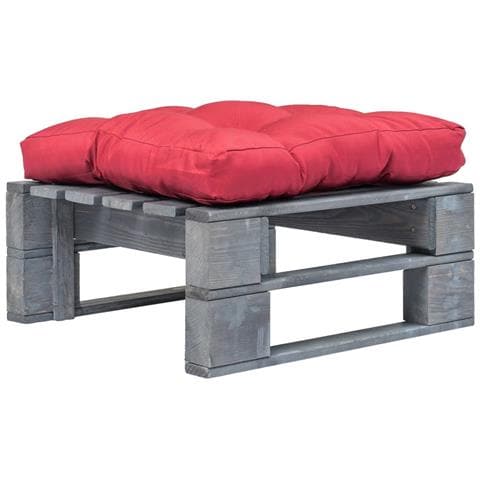 Divano Da Giardino Su Pallet Con Cuscino Rosso Legno Fsc Grigio - Foto 1