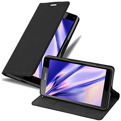 Custodia Compatibile Con Nokia Lumia 950 Xl In Nero Di Notte - Coperchio Protettiva Con Chiusura Magnetica, Funzione Stand E Tasca Per Le Carte - Foto 1