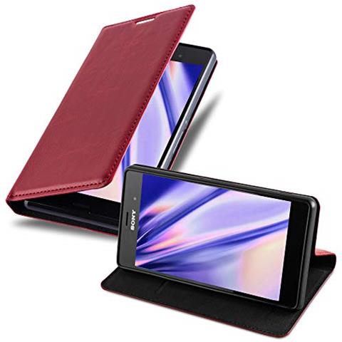 Custodia Compatibile Con Sony Xperia Z3 In Rosso Mela - Coperchio Protettiva Con Chiusura Magnetica, Funzione Stand E Tasca Per Le Carte - Foto 1