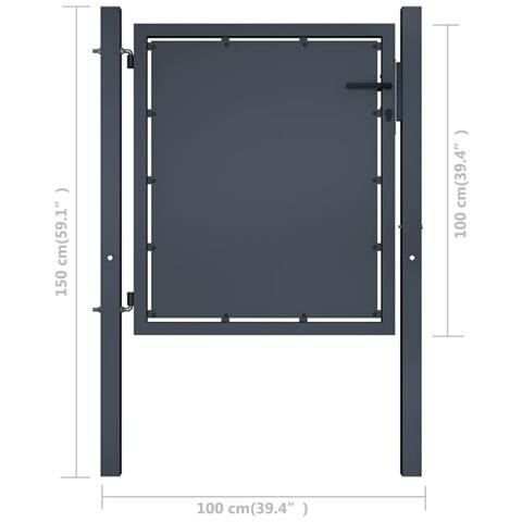 Cancello Per Giardino In Acciaio 100x100cm Antracite - Foto 2