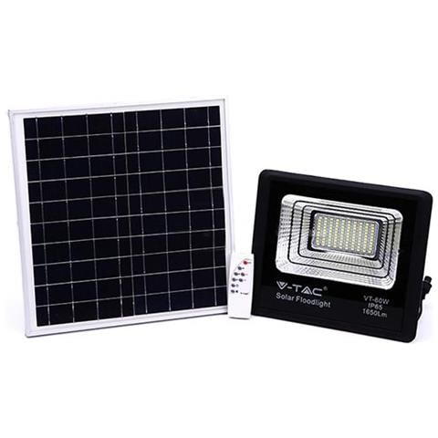 V-tac Vt-60w Faro Led 60w Autoalimentato Nero Con Pannello Solare E Telecomando 4000k Ip65 - Sku 8575 - Foto 1