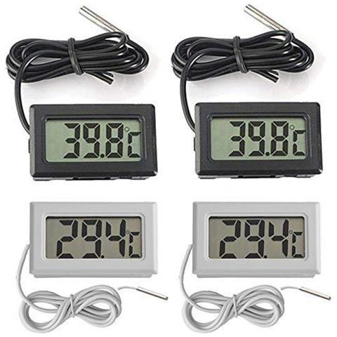 Termometro A Cristalli Liquidi Thlevel Digitale 4x Monitor Di Temperatura Con Sonda Esterna Per Il Piccolo Freezer Frigorifero Aquarium (2x Nero 2x Bianco)  - Foto 1