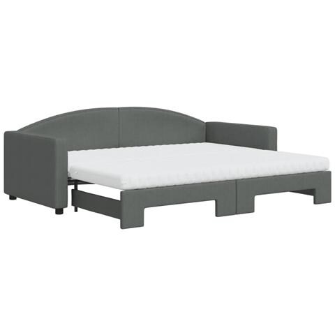 Divano Letto Estraibile Materassi Grigio Scuro 90x200cm Tessuto - Foto 1