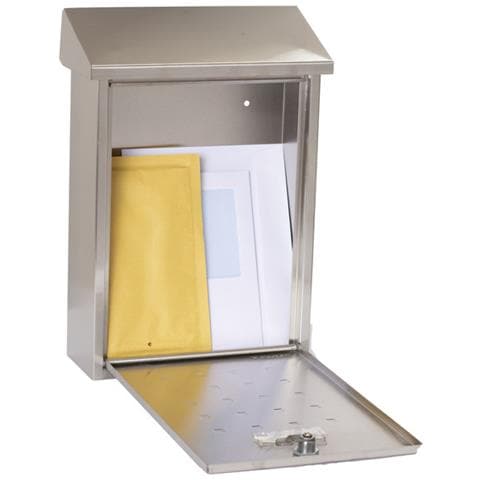 Premium E5607 Cassetta Postale Individuale In Acciaio Inossidabile, Cassetta Della Posta Da Parete, Dimensione M (din A4 E Riviste), Inox - Foto 2