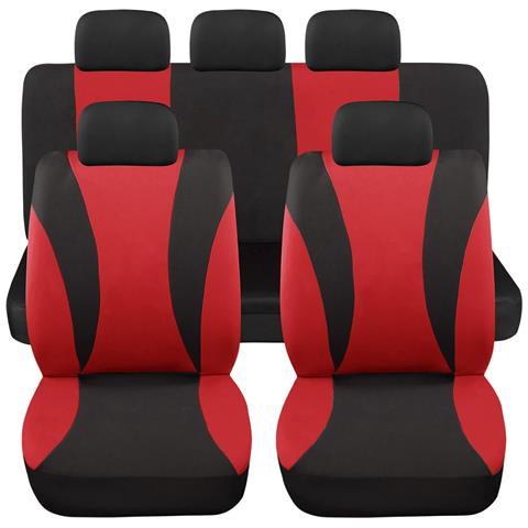 Coprisedili Auto Universali Modello Ls06, Set Anteriori E Posteriori, Tessuto Poliestere, Colore Rosso - Foto 1