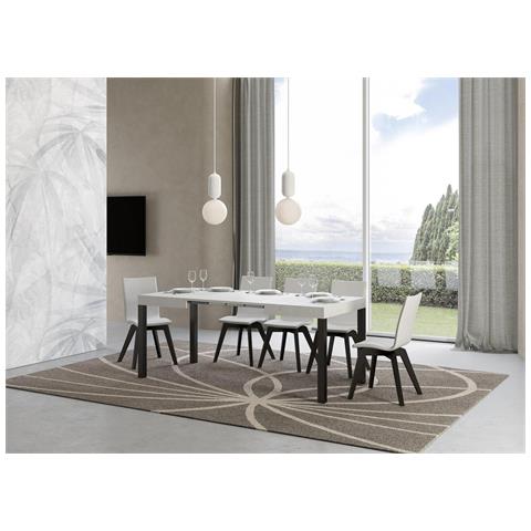 Tavolo Allungabile 80x120/204 Cm Everyday Telaio Antracite - Bianco Frassino - Foto 5