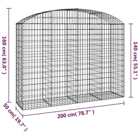 Cesto Gabbione Ad Arco 200x50x140/160 Cm Ferro Zincato - Foto 4