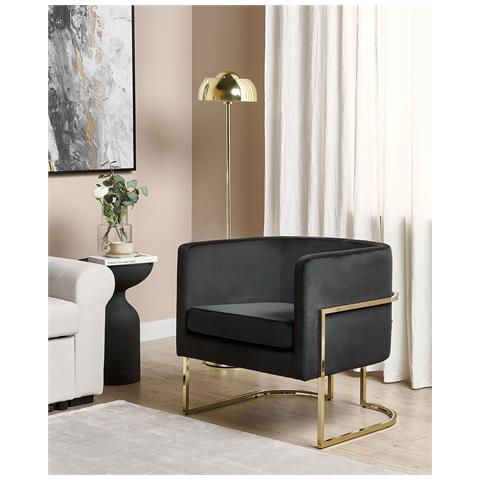 Poltrona Velluto Nero Sirkka - Foto 1
