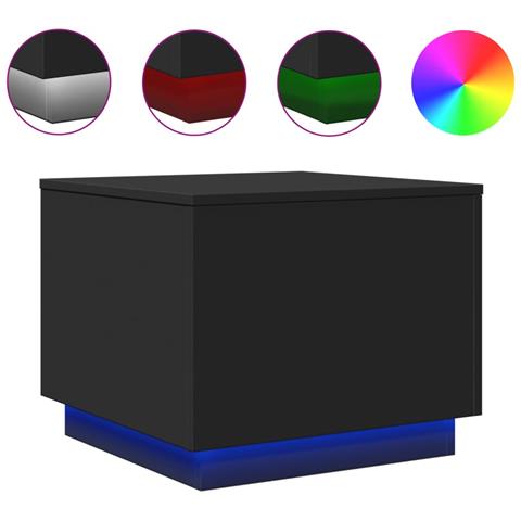 Tavolino Da Salotto Con Luci Led Nero 50x50x40 Cm - Foto 2