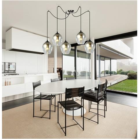 Lampada A Sospensione Level - Nero, Grigio - Acciaio Verniciato A Polvere, Vetro - 14x200x50 Cm - Foto 4