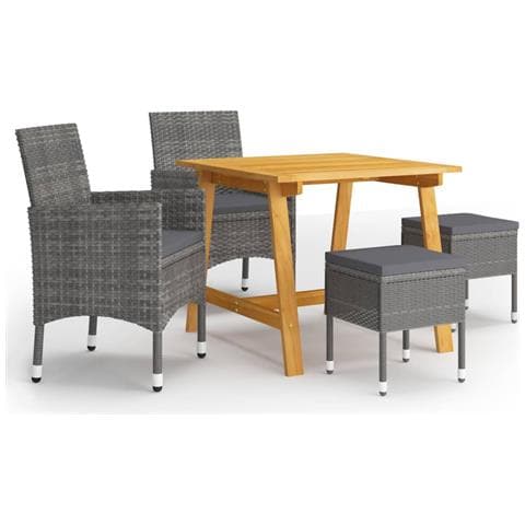 Set Mobili Da Pranzo Per Giardino 5 Pz Grigio - Foto 1