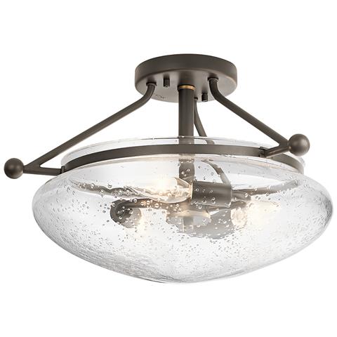 Lampadario Contemporaneo Belle Acciaio Bronzo Antico Vetro 3 Luci E14 - Foto 1