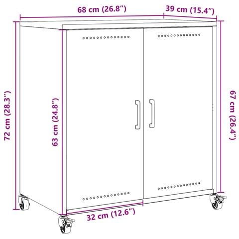 Credenza Bianca 68,5x39x72 cm in Acciaio - Foto 10