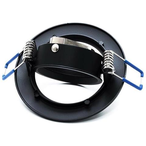 Porta Faretto Da Incasso Tondo. Supporto Portafaretto Orientabile P12 Nero - Foto 2