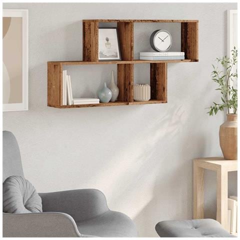 Scaffale A Parete Legno Vecchio 100x18x53 Cm In Truciolato - Foto 3