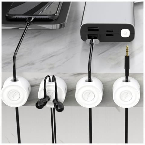 6 Pezzi Porta Cavi Da Scrivania, Supporto Magnetico Per Cavi White - Foto 2