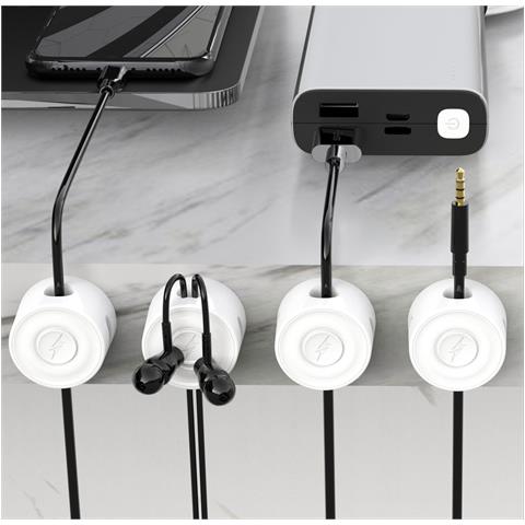 6 Pezzi Porta Cavi Da Scrivania, Supporto Magnetico Per Cavi White - Foto 3