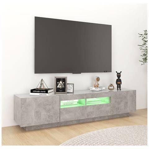 Mobile Porta TV con Luci LED Grigio Cemento 180x35x40 cm - Foto 2