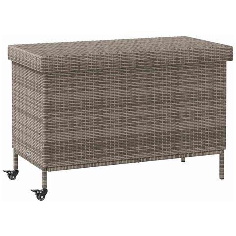 Contenitore da Giardino con Ruote Grigio 110x55x73cm Polyrattan - Foto 1