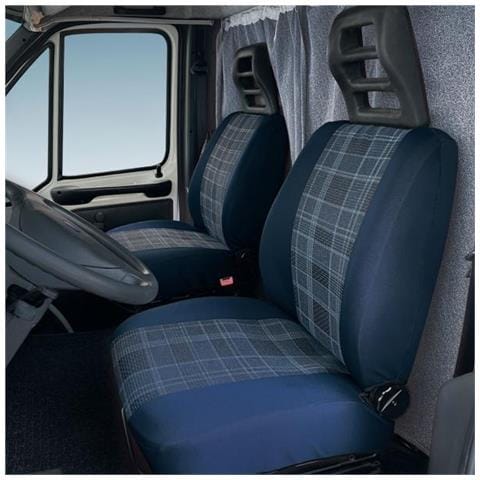 Coprisedili Anteriori Personalizzati Fiat Ducato Camper 94>02 Tess. Misto Cotone Avio/navy - Foto 1