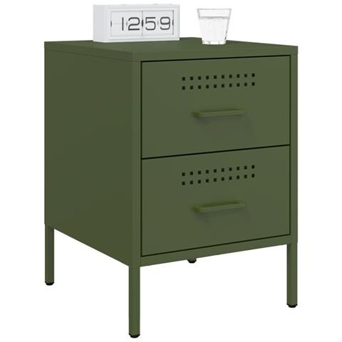 Comodini 2 Pz Verde Oliva 36x39x50,5 Cm In Acciaio - Foto 3